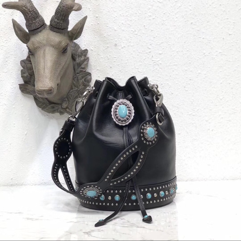 Women’s Rivet Leather Backpack - Picture 2 of 4